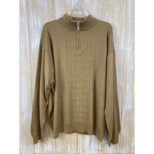 Stacy Adams ¼ Zip Sweater Men XXL Brown Textured Elbow Patch